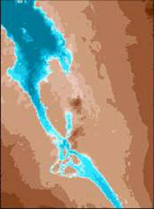 Hanish channel showing palaeoshoreline positions during low sea level
